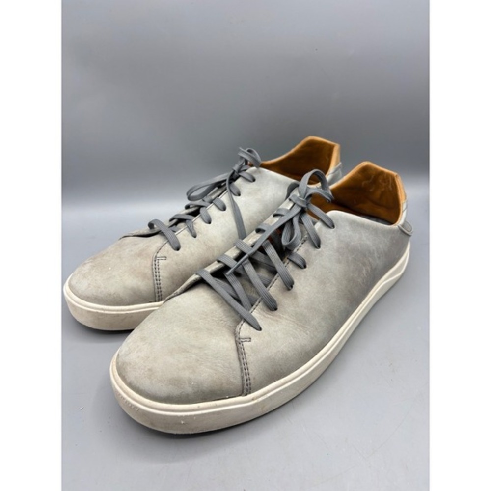 OluKai Lae'Ahi L TLI Mens Sneakers Gray Size 11 Leather Low Top Comfort Caasual